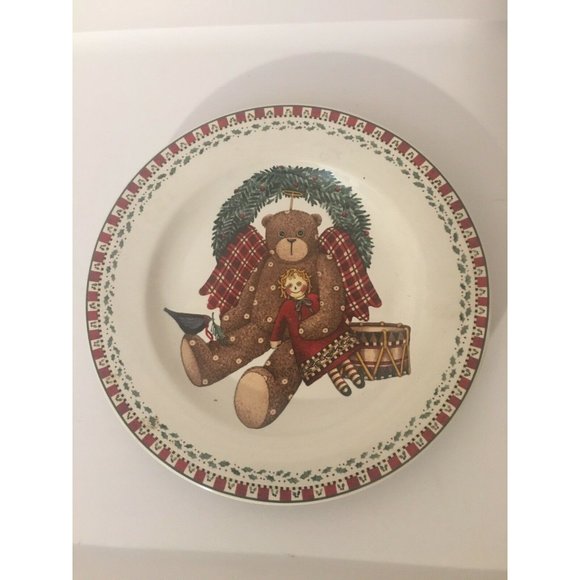 Christmas Bears Sakura Debbie‎ Mumm Salad Plate-Wreath 1998 - Picture 1 of 4